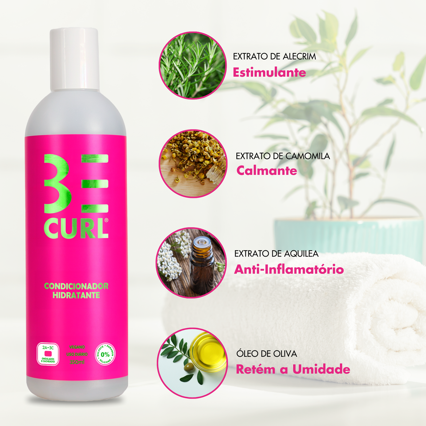 BE CURL Condicionador Hidratante Pink 350ml