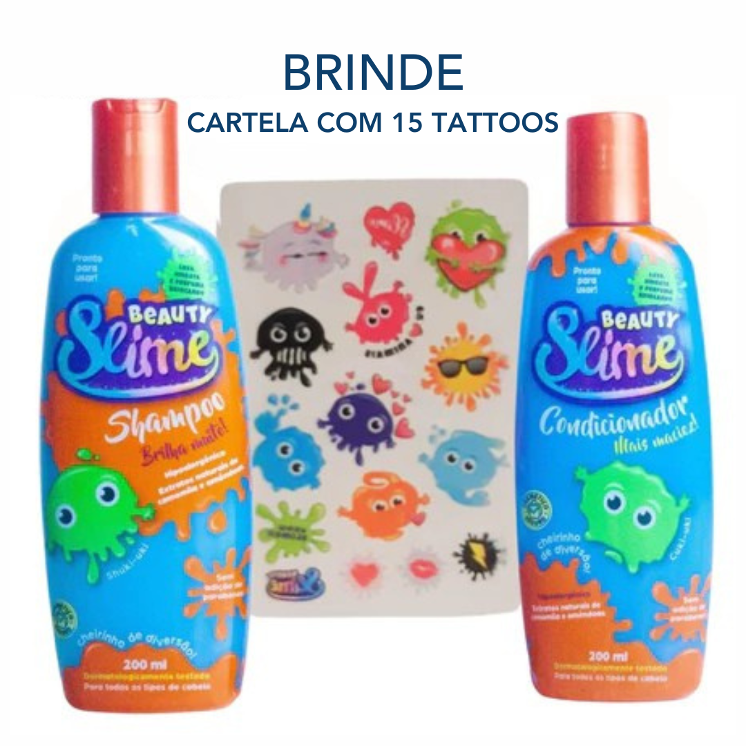 Beauty Slime Kit Shampoo e Cond. Infantil - Azul Neon - 400ml.
