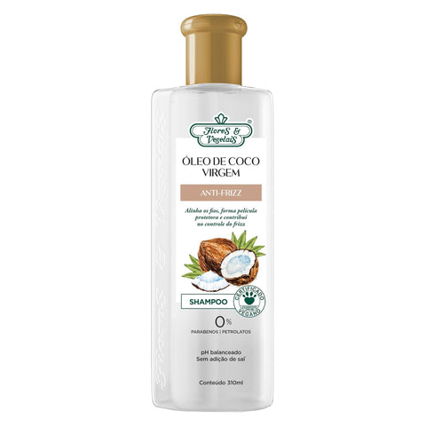 Flores & Vegetais Shampoo Óleo De Coco Virgem Anti-Frizz 310ml