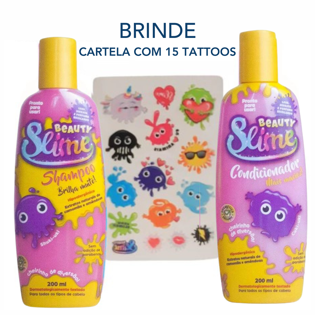 Beauty Slime - Kit Shampoo e Cond. Infantil -Pink Neon-400ml