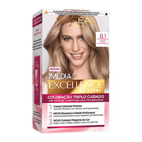 L'Oréal Coloração Imedia Excellence Creme 8.0 Louro Sueco