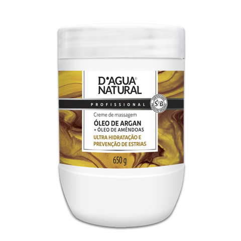 D'Àgua Natural Creme de Massagem Argan e Amêndoas 650g