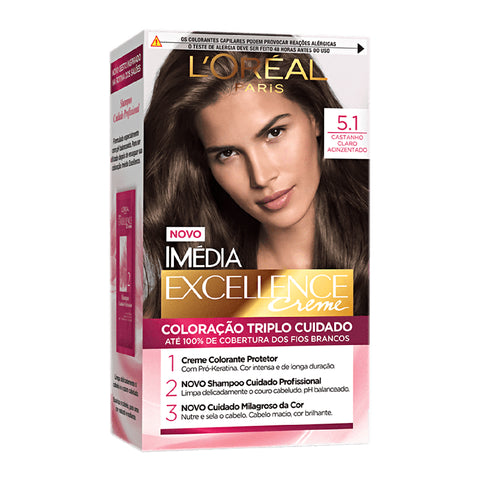 L'Oréal Coloração Imedia Excellence Creme 5.1 Castanho Claro Acinzentado