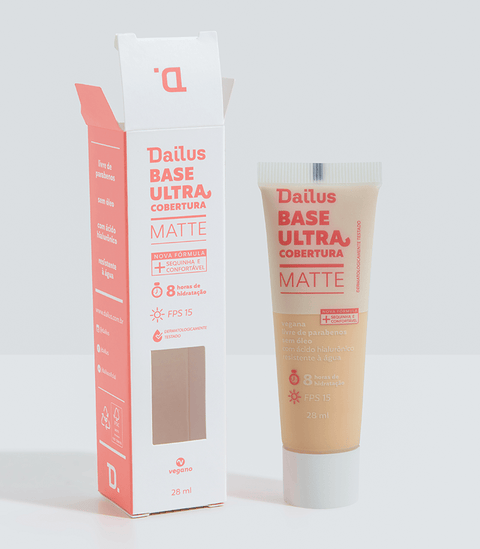 Dailus Base Líquida Ultra Cobertura Matte D2 Claro  28ml