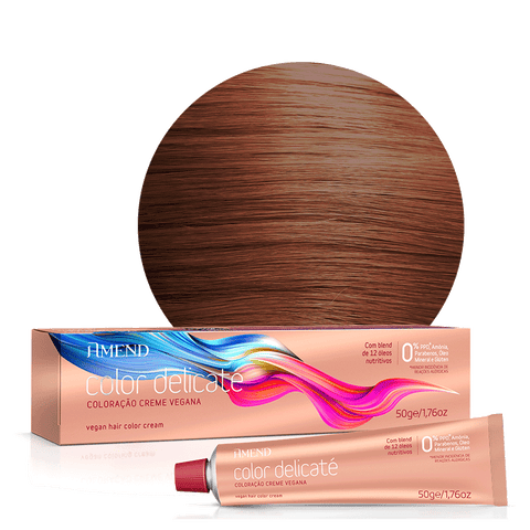 Amend Coloração Vegana 7.43 Louro Médio Acobreado Dourado Color Delicaté 50g