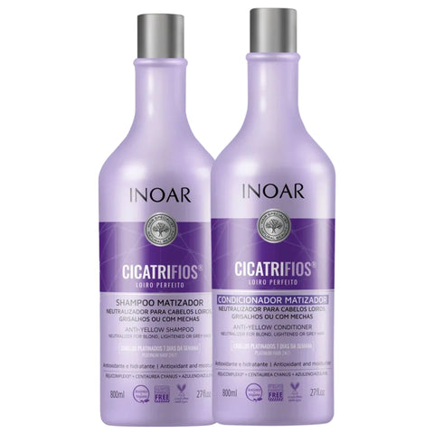 Inoar Kit Shampoo e Condicionador Cicatrifios Loiro Perfeito 800ml